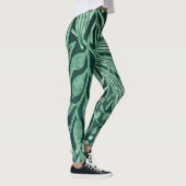Elegantes Watercolor Botanisches Grünes Blätter Leggings (Rechts)