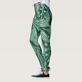 Elegantes Watercolor Botanisches Grünes Blätter Leggings