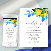 Elegantes Watercolor Botanisches Zitronenmeer Einladung