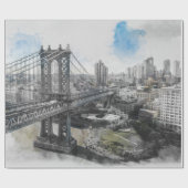 Elegantes Watercolor Brooklyn Bridge Wrapping Pape Geschenkpapier (Flach)