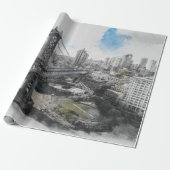 Elegantes Watercolor Brooklyn Bridge Wrapping Pape Geschenkpapier (Ungerollt)