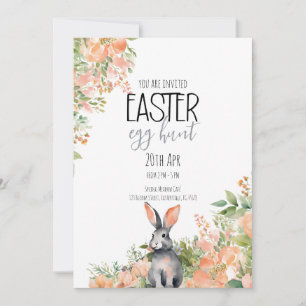 Elegantes Watercolor Bunny & Florals Ostern Einladung