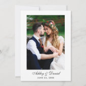 Elegantes Watercolor Burgund Foto Hochzeit der Blu Einladung (Rückseite)