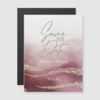 Elegantes Watercolor Burgund & Gold Save the Date