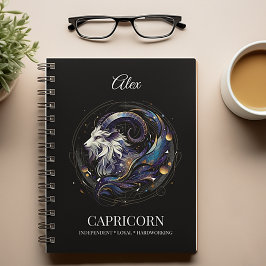 Elegantes Watercolor Capricorn Zodiac Custom Journ Notizblock