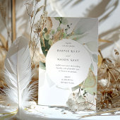 Elegantes Watercolor Circle Green Gold Foliage Einladung