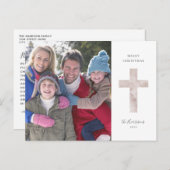 Elegantes Watercolor Cross Foto Weihnachten Postkarte (Vorne/Hinten)