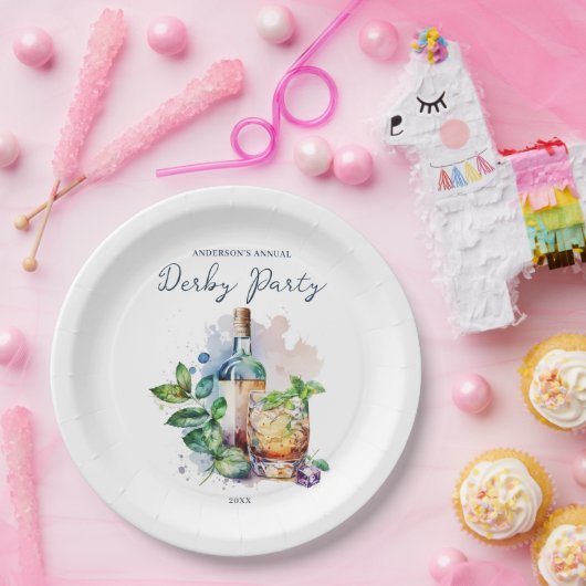 Elegantes Watercolor Derby Party Paper Plate Pappteller (Party)