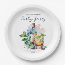 Elegantes Watercolor Derby Party Paper Plate Pappteller