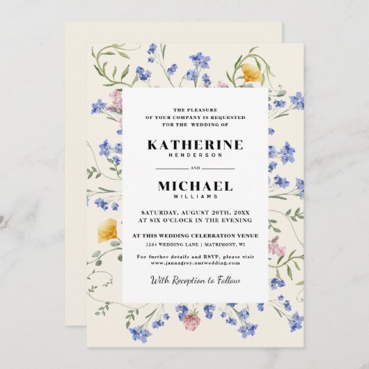 Elegantes Watercolor Einladung (Vorne/Hinten)