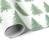 Elegantes Watercolor Evergreen Forest Christmas - Geschenkpapier (Rolleneckpunkt)