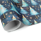 Elegantes Watercolor Fee Weihnachtsbaummuster Geschenkpapier (Rolleneckpunkt)