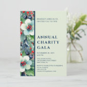 Elegantes Watercolor Flora Wohltätigkeit Gala Part Einladung (Stehend Vorderseite)