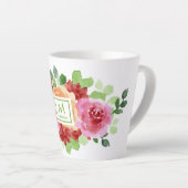 Elegantes Watercolor Floral Bouquet Monogramm Milchtasse (Rechte Ecke)