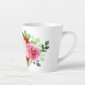 Elegantes Watercolor Floral Bouquet Monogramm Milchtasse (Rechts)