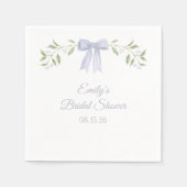 Elegantes Watercolor Floral & Bow Chic Brautparty Serviette (Vorderseite)