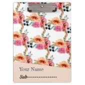 Elegantes Watercolor Floral Notebook Klemmbrett (Vorderseite)