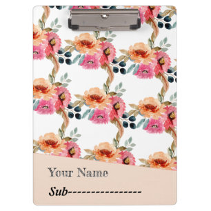 Elegantes Watercolor Floral Notebook Klemmbrett