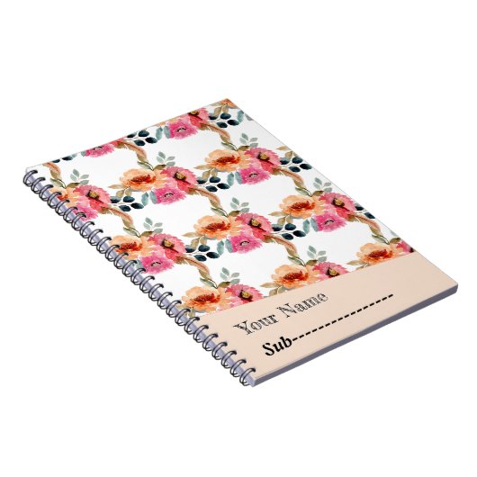 Elegantes Watercolor Floral Notebook Notizblock (Rechte Seite)