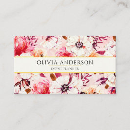 Elegantes Watercolor Floral Pink Modernes Muster B Visitenkarte