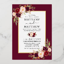 Elegantes Watercolor Floral Wedding Burgundy Gold