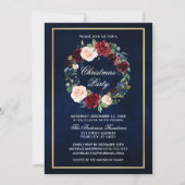 Elegantes Watercolor Floral Weihnachten Party Gold Einladung (Vorderseite)