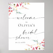 Elegantes Watercolor Floral WELCOME Brautparty Poster (Vorne)