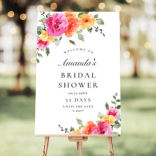 Elegantes Watercolor Floral WELCOME Brautparty Poster