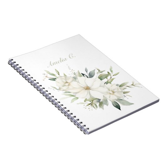 Elegantes Watercolor Floral White Notebook Notizblock (Rechte Seite)