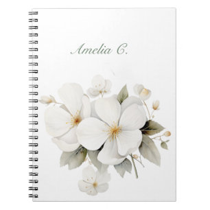 Elegantes Watercolor Floral White Notebook Notizblock