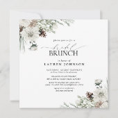Elegantes Watercolor Floral Winter Bridal Brunch Einladung (Vorderseite)