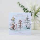 Elegantes Watercolor Forest Holiday Cocktail Party Einladung (Stehend Vorderseite)