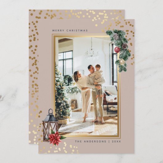 Elegantes Watercolor Foto Weihnachten (Vorne/Hinten)