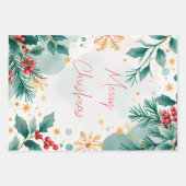 Elegantes Watercolor Frohe Weihnachtswrapping Papi Geschenkpapier Set (Vorderseite)