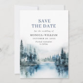 Elegantes Watercolor-Gebirge Wald Hochzeit Foto Save The Date (Vorderseite)