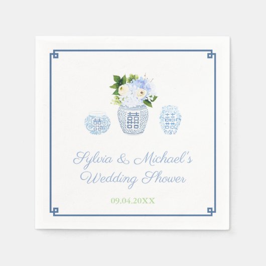 Elegantes Watercolor Ginger Jar Polterabend Party Serviette (Vorderseite)