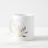 Elegantes Watercolor Gold Wreath Monogramm Kaffeetasse (Vorderseite Links)