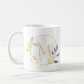 Elegantes Watercolor Gold Wreath Monogramm Kaffeetasse (Links)