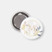 Elegantes Watercolor Gold Wreath Monogramm Magnet (Vorderseite/Rückseite)