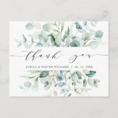 Elegantes Watercolor Green Foliage Vielen Dank Postkarte (Vorderseite)