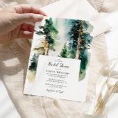 Elegantes Watercolor Green Forest Brautparty Einladung