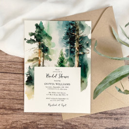 Elegantes Watercolor Green Forest Brautparty Einladung