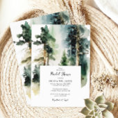 Elegantes Watercolor Green Forest Brautparty Einladung