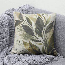 Elegantes Watercolor Green Leaf Muster Kissen