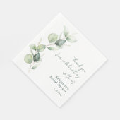 Elegantes Watercolor Greenerity Script-Brautparty Serviette (Ecke)