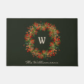 Elegantes Watercolor Greenerity Wreath Monogramm C Fußmatte (Vorderseite)