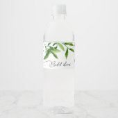 Elegantes Watercolor Greennery Blätter Brautparty Wasserflaschenetikett (Vorderseite)