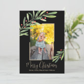 Elegantes Watercolor Grün Weihnachten Foto (Stehend Vorderseite)