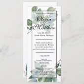Elegantes Watercolor Grüne Boho Hochzeitsprogramm (Vorne/Hinten)