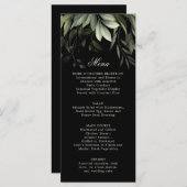 Elegantes Watercolor Grüne Menü auf schwarz Menükarte (Vorne/Hinten)